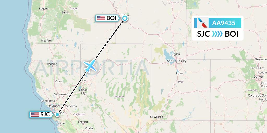 AA9435 American Airlines Flight Map: San Jose to Boise