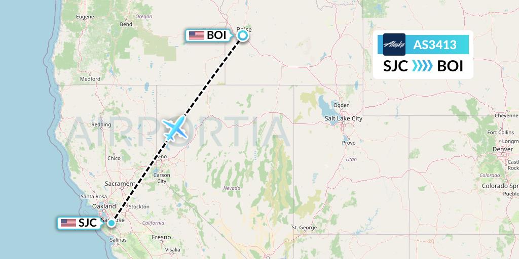 AS3413 Alaska Airlines Flight Map: San Jose to Boise