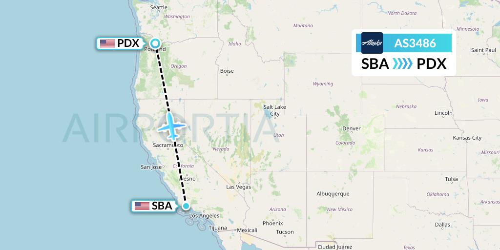 AS3486 Alaska Airlines Flight Map: Santa Barbara to Portland