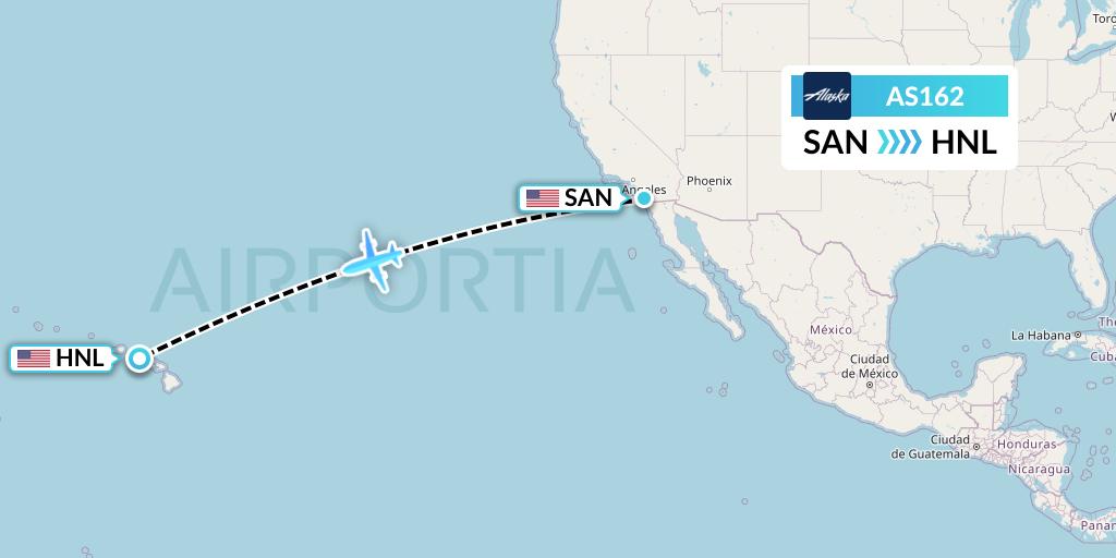 AS162 Alaska Airlines Flight Map: San Diego to Honolulu