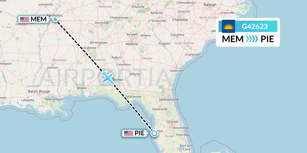 G42623 Allegiant Air Flight Map: Memphis to St. Petersburg