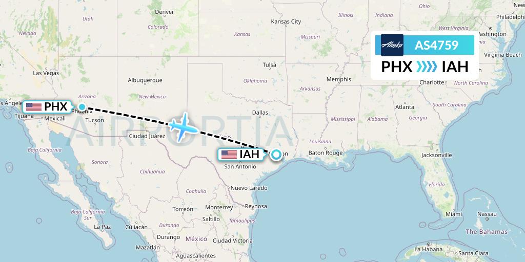 AS4759 Alaska Airlines Flight Map: Phoenix to Houston