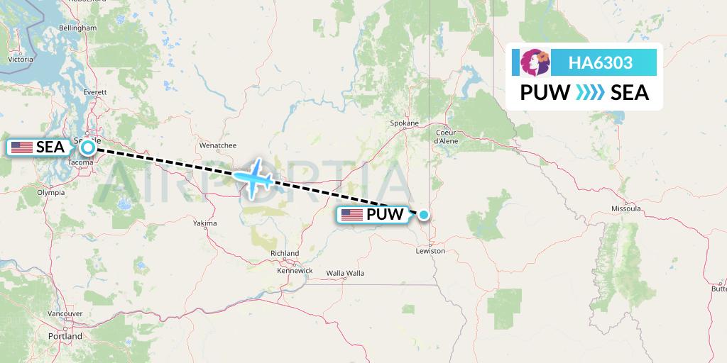 HA6303 Hawaiian Airlines Flight Map: Pullman to Seattle