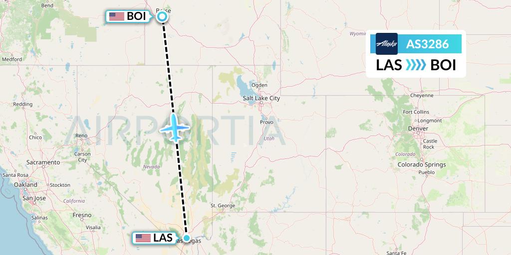 AS3286 Alaska Airlines Flight Map: Las Vegas to Boise