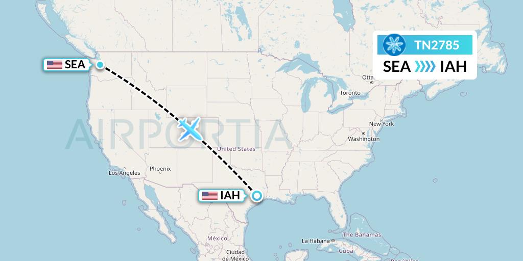TN2785 Air Tahiti Nui Flight Map: Seattle to Houston