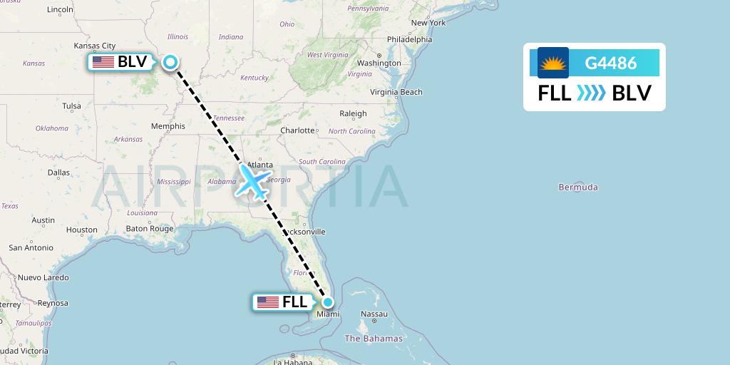 G4486 Allegiant Air Flight Map: Fort Lauderdale to Belleville