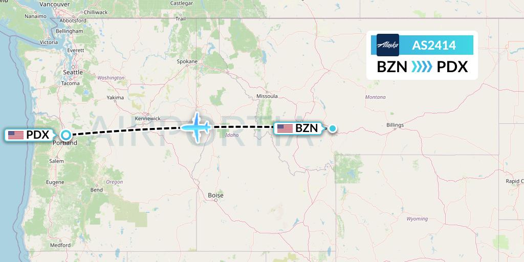 AS2414 Alaska Airlines Flight Map: Bozeman to Portland