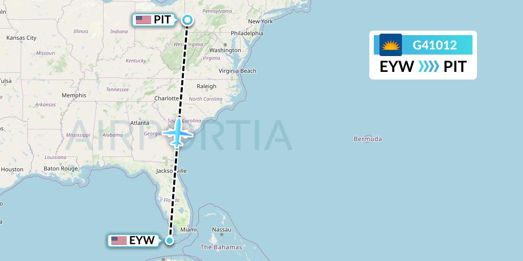 G41012 Allegiant Air Flight Map: Key West to Pittsburgh