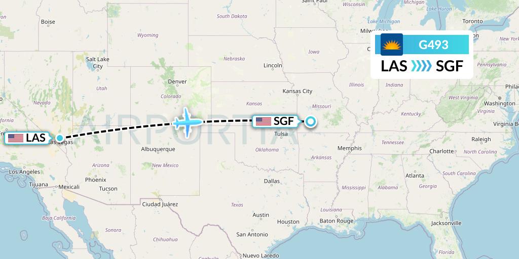 G493 Allegiant Air Flight Map: Las Vegas to Springfield