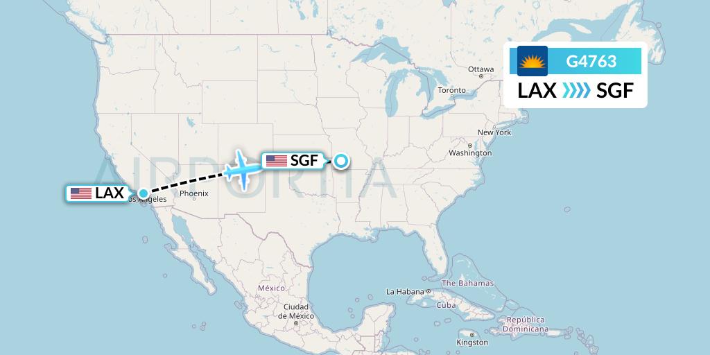 G4763 Allegiant Air Flight Map: Los Angeles to Springfield