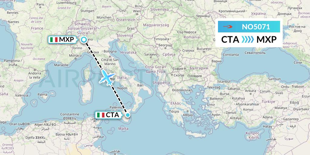 NO5071 Neos Flight Map: Catania to Milan