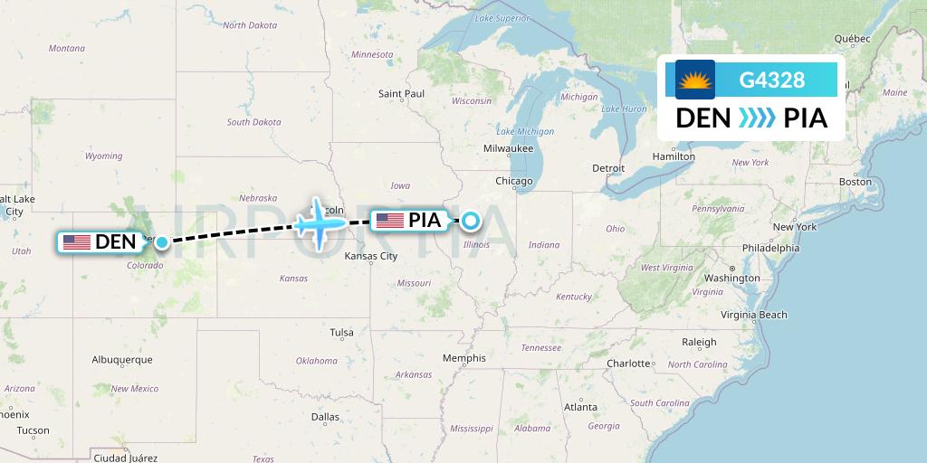 G4328 Allegiant Air Flight Map: Denver to Peoria