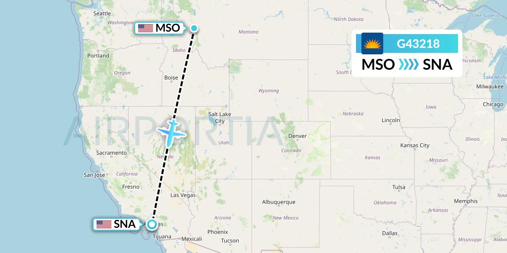 G43218 Allegiant Air Flight Map: Missoula to Orange County
