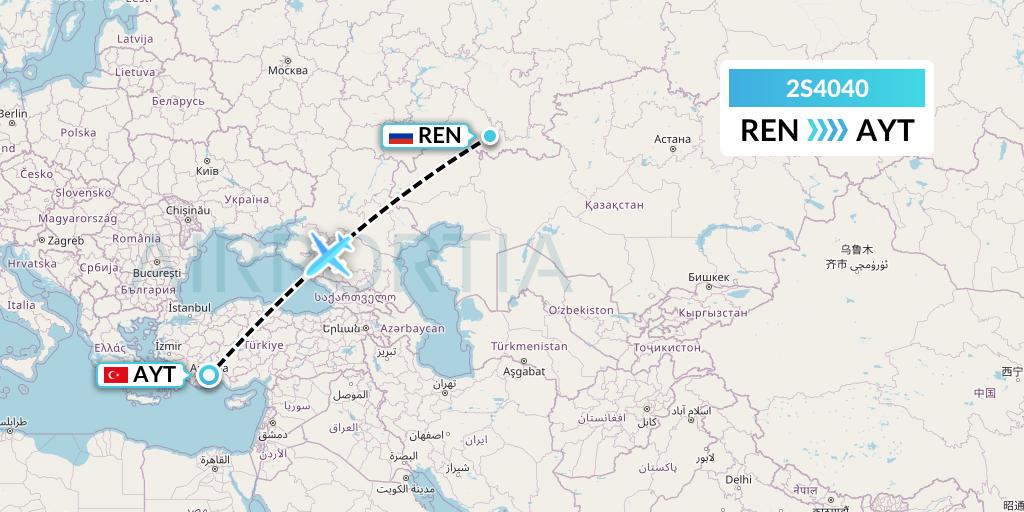 2S4040 Star Equatorial AL Flight Map: Orenburg to Antalya