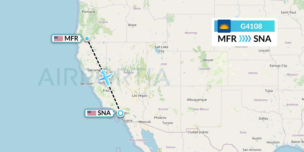 G4108 Allegiant Air Flight Map: Medford to Orange County