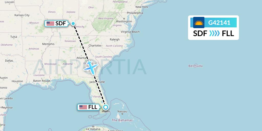 G42141 Allegiant Air Flight Map: Louisville to Fort Lauderdale