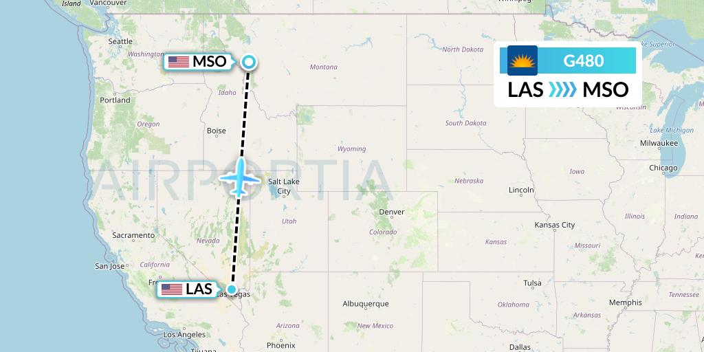 G480 Allegiant Air Flight Map: Las Vegas to Missoula