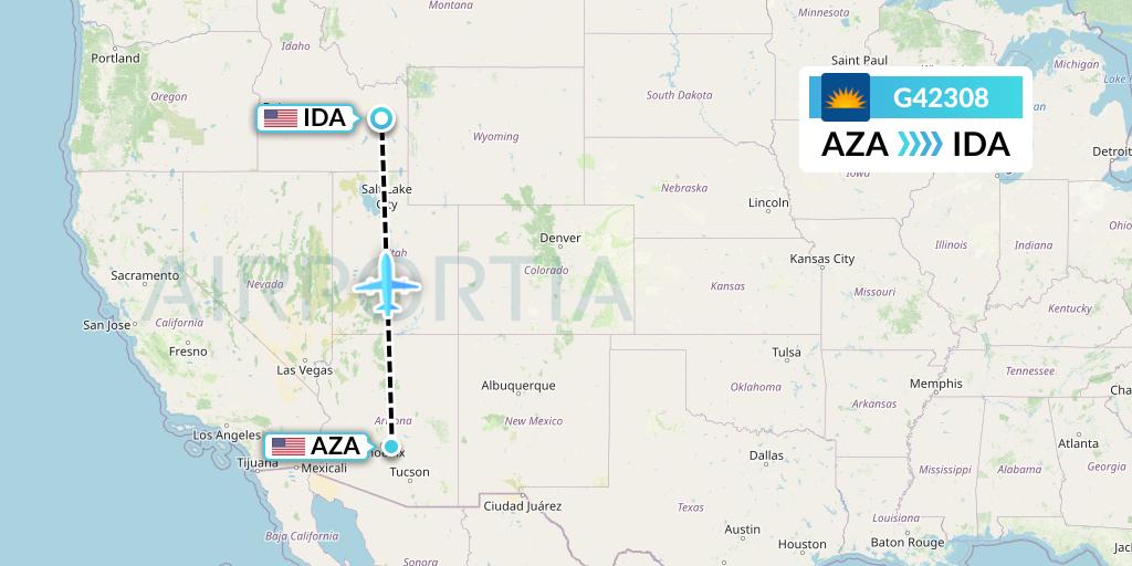 G42308 Allegiant Air Flight Map: Phoenix to Idaho Falls