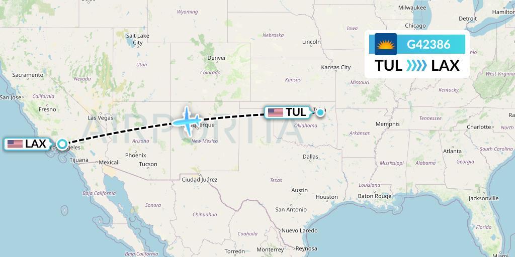 G42386 Allegiant Air Flight Map: Tulsa to Los Angeles