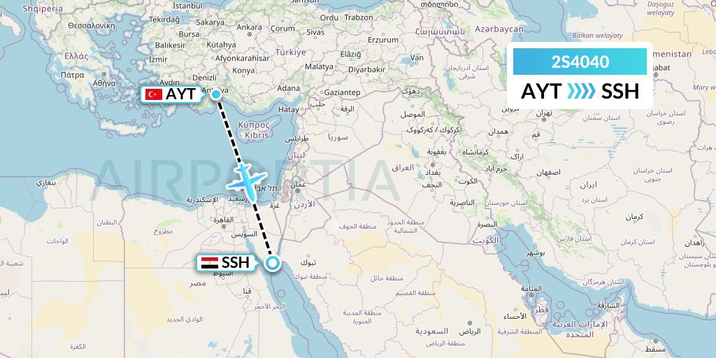 2S4040 Star Equatorial AL Flight Map: Antalya to Sharm el-Sheikh
