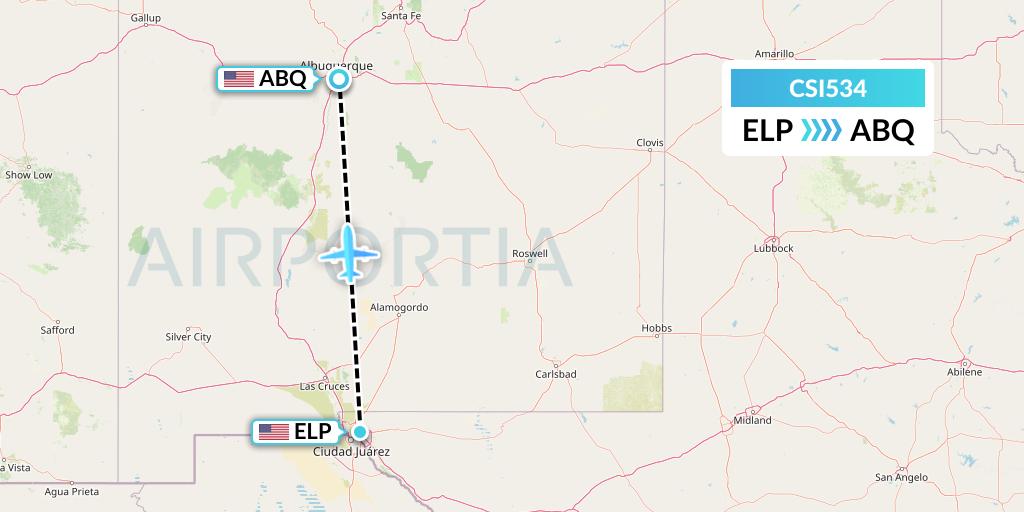 CSI534 Csi Aviation Flight Map: El Paso to Albuquerque