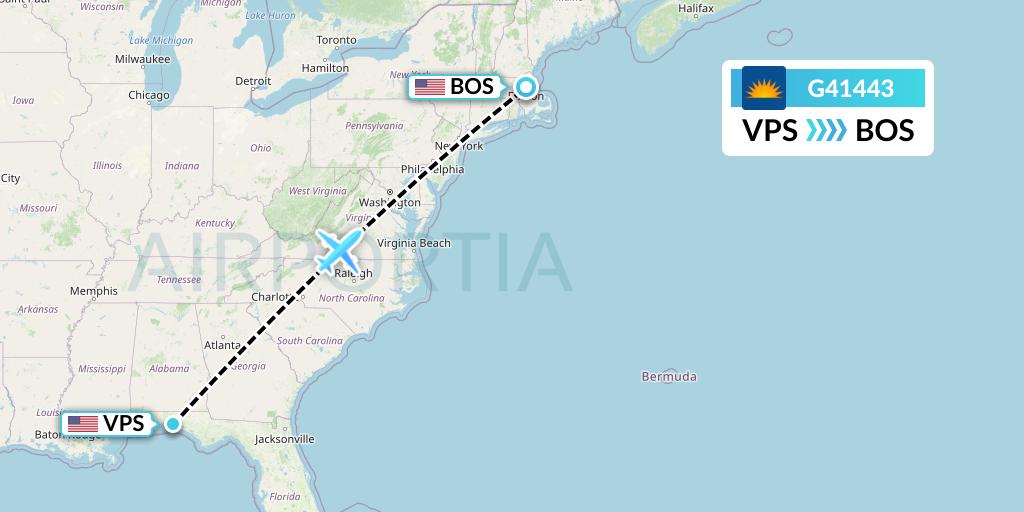 G41443 Allegiant Air Flight Map: Valparaiso to Boston