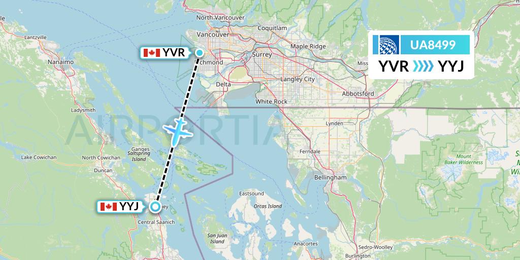 UA8499 United Airlines Flight Map: Vancouver to Victoria