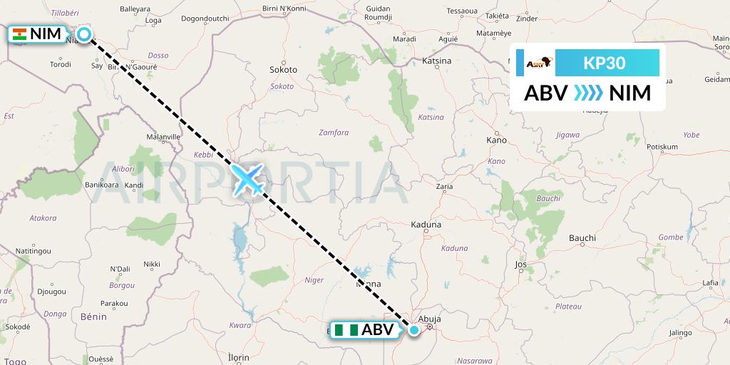 KP30 ASKY Flight Map: Abuja to Niamey