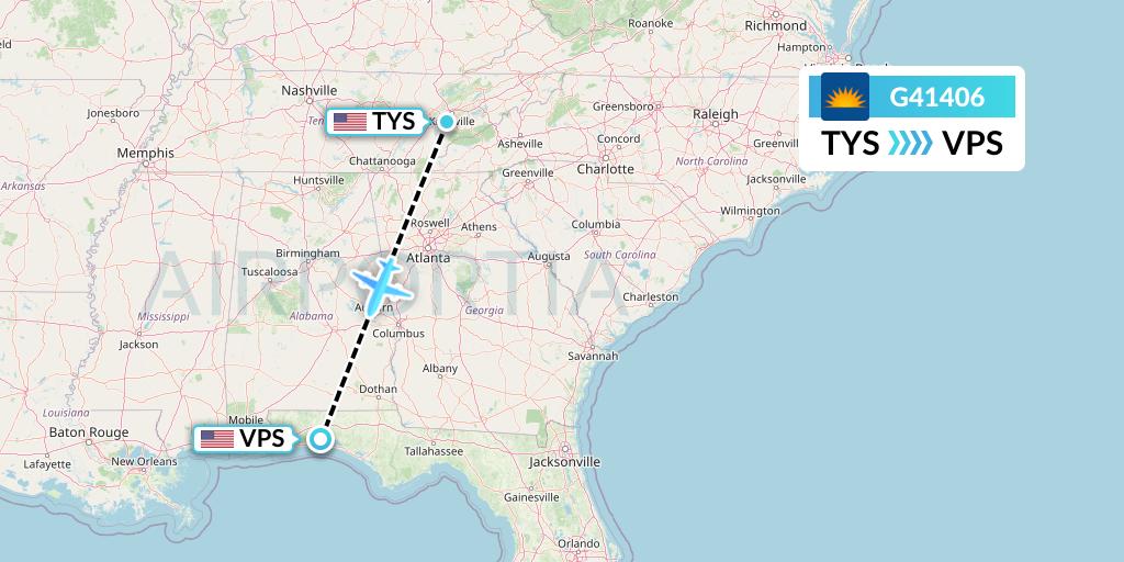 G41406 Allegiant Air Flight Map: Knoxville to Valparaiso