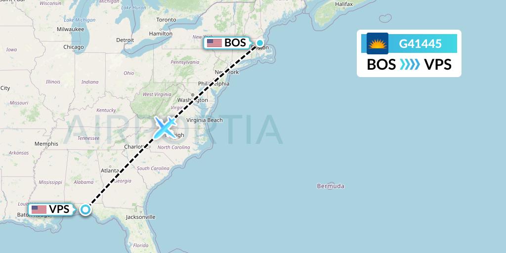 G41445 Allegiant Air Flight Map: Boston to Valparaiso