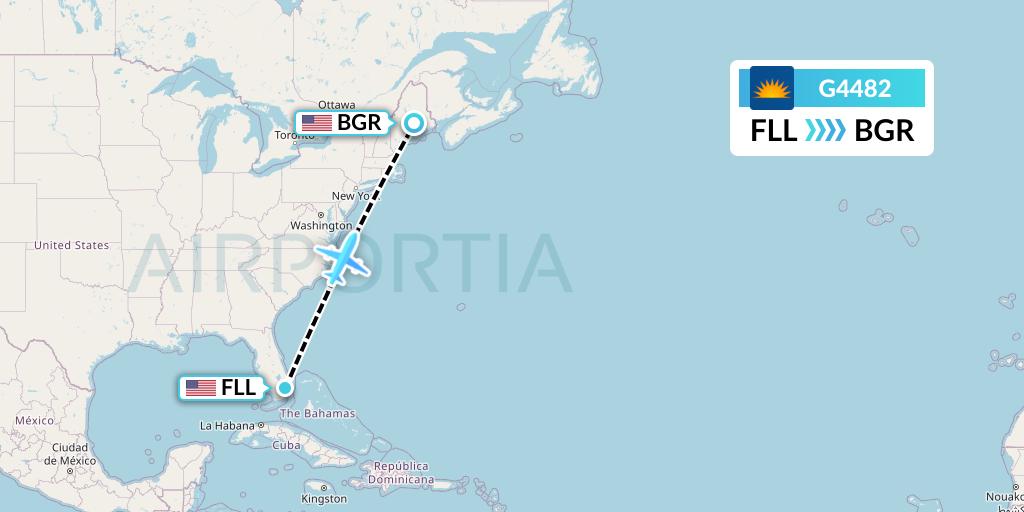 G4482 Allegiant Air Flight Map: Fort Lauderdale to Bangor