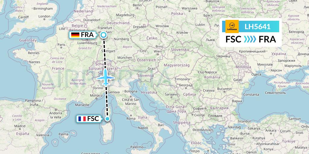 LH5641 Lufthansa Flight Map: Figari to Frankfurt