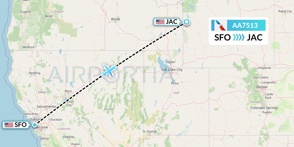 AA7513 American Airlines Flight Map: San Francisco to Jackson