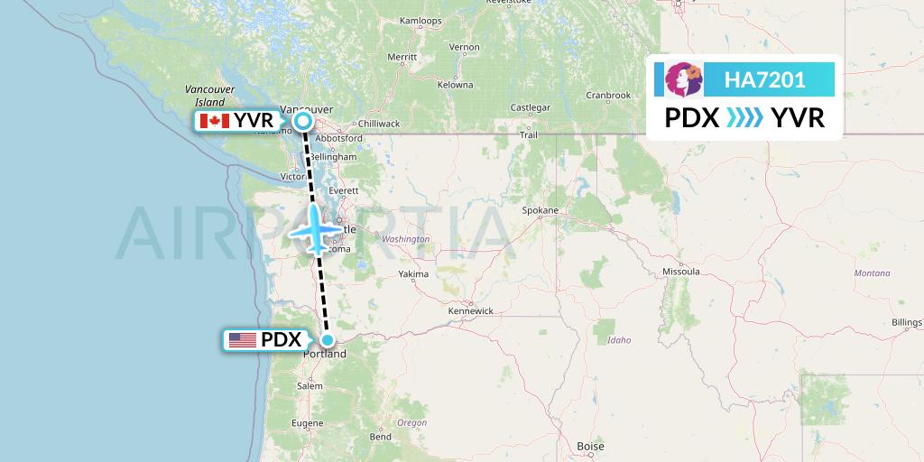 HA7201 Hawaiian Airlines Flight Map: Portland to Vancouver