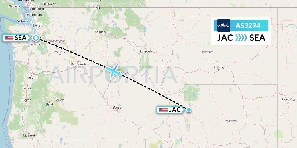 AS3294 Alaska Airlines Flight Map: Jackson to Seattle