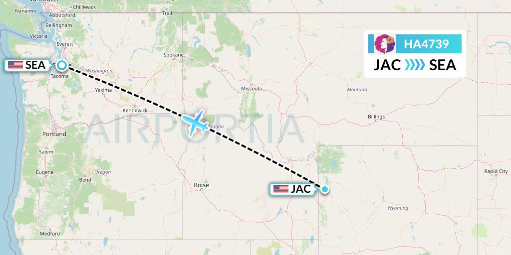 HA4739 Hawaiian Airlines Flight Map: Jackson to Seattle