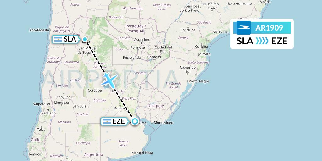 AR1909 Aerolineas Argentinas Flight Map: Salta to Buenos Aires