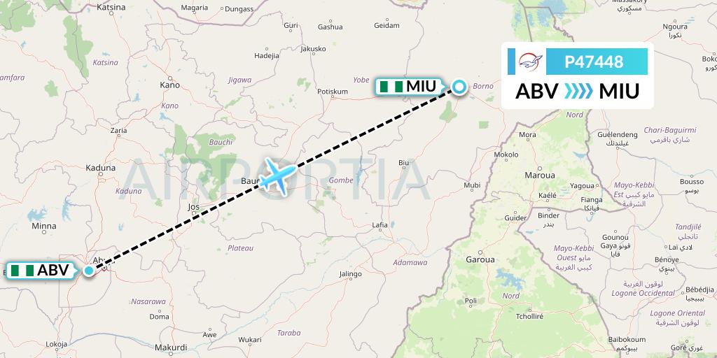 P47448 Air Peace Flight Map: Abuja to Maiduguri
