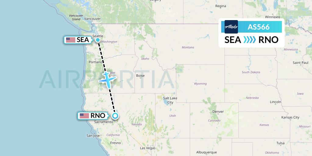 AS566 Alaska Airlines Flight Map: Seattle to Reno