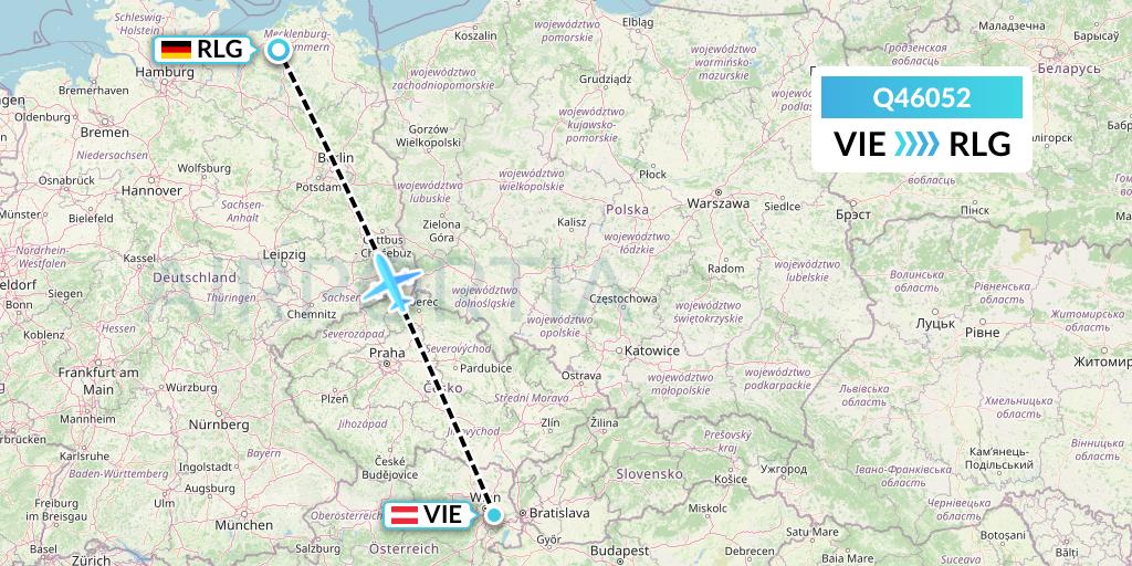 Q46052 Euroairlines Flight Map: Vienna to Rostock