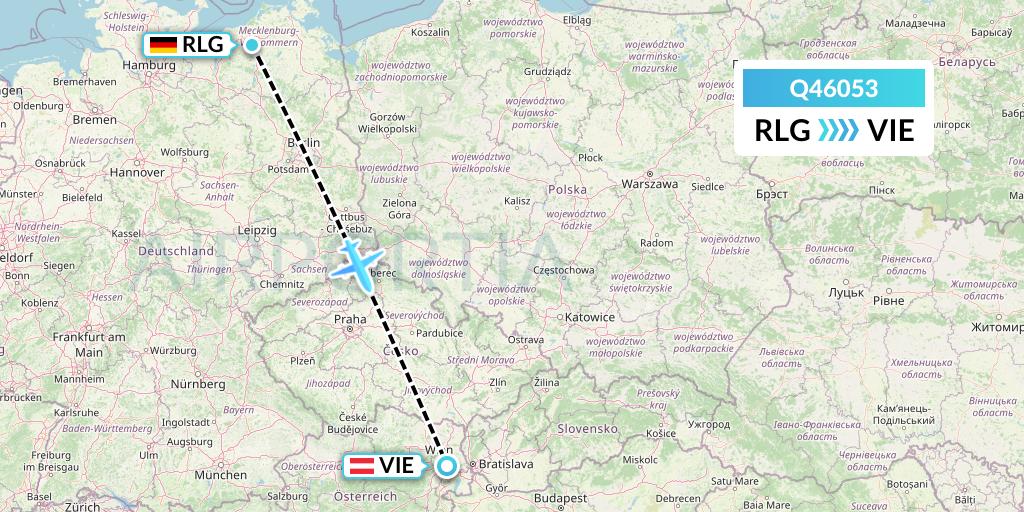 Q46053 Euroairlines Flight Map: Rostock to Vienna