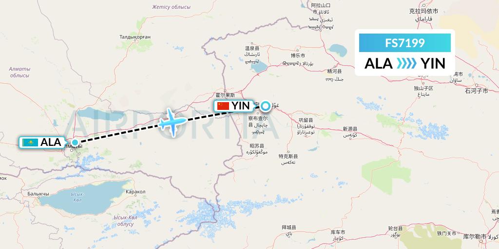 FS7199 Flyr Flight Map: Almaty to Yining