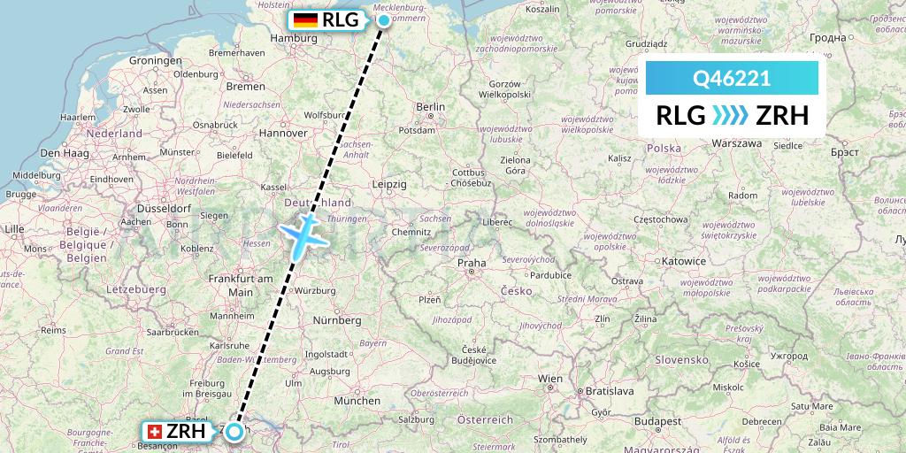 Q46221 Euroairlines Flight Map: Rostock to Zurich