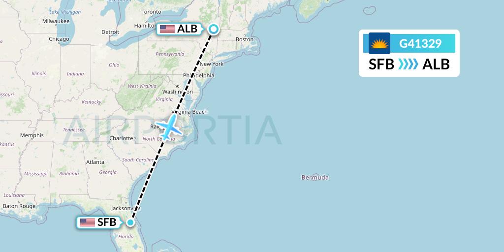 G41329 Allegiant Air Flight Map: Orlando to Albany