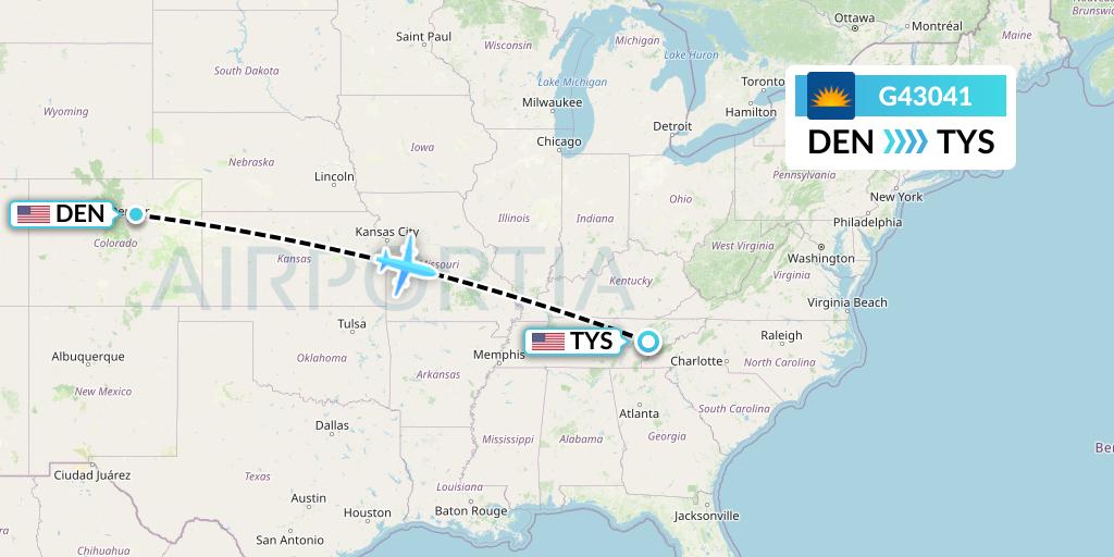 G43041 Allegiant Air Flight Map: Denver to Knoxville