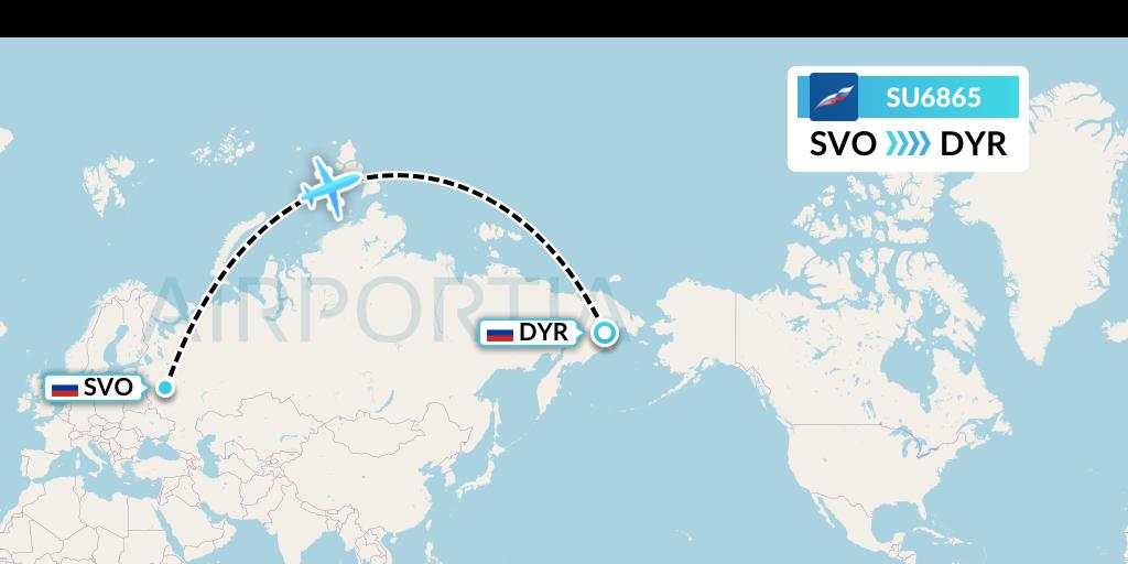 SU6865 Aeroflot Flight Map: Moscow to Anadyr