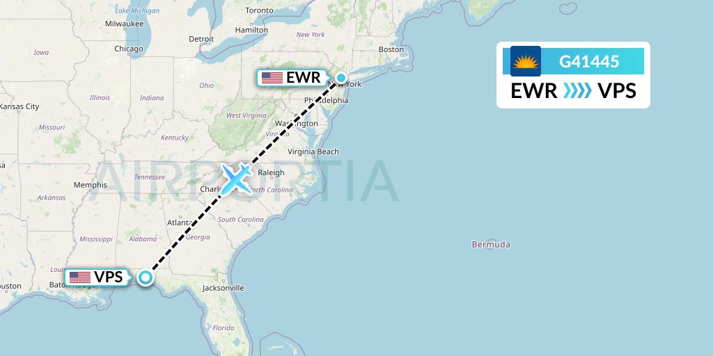 G41445 Allegiant Air Flight Map: New York to Valparaiso