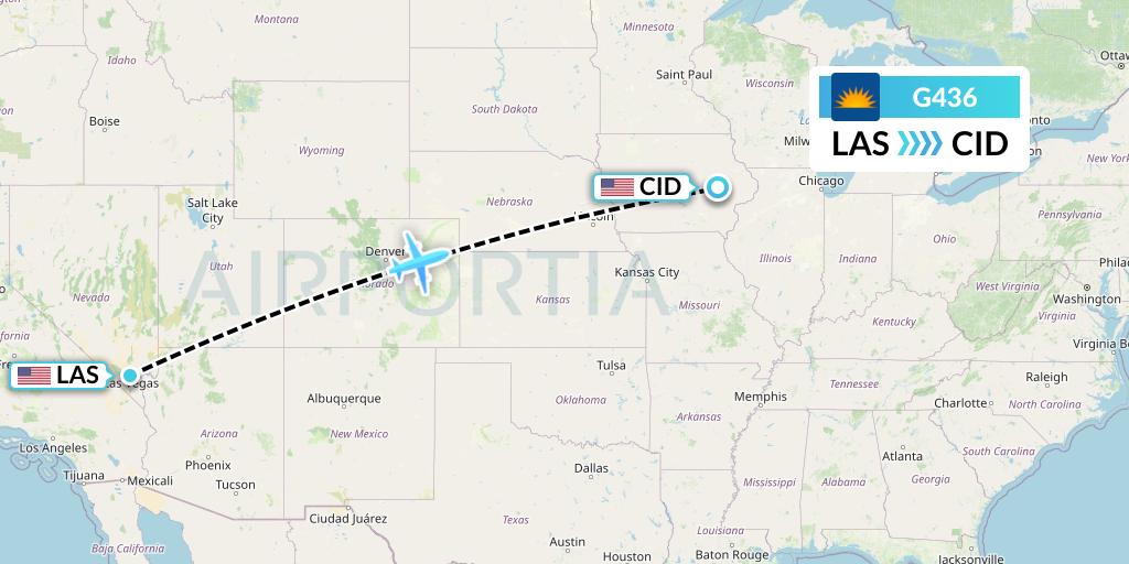 G436 Allegiant Air Flight Map: Las Vegas to Cedar Rapids