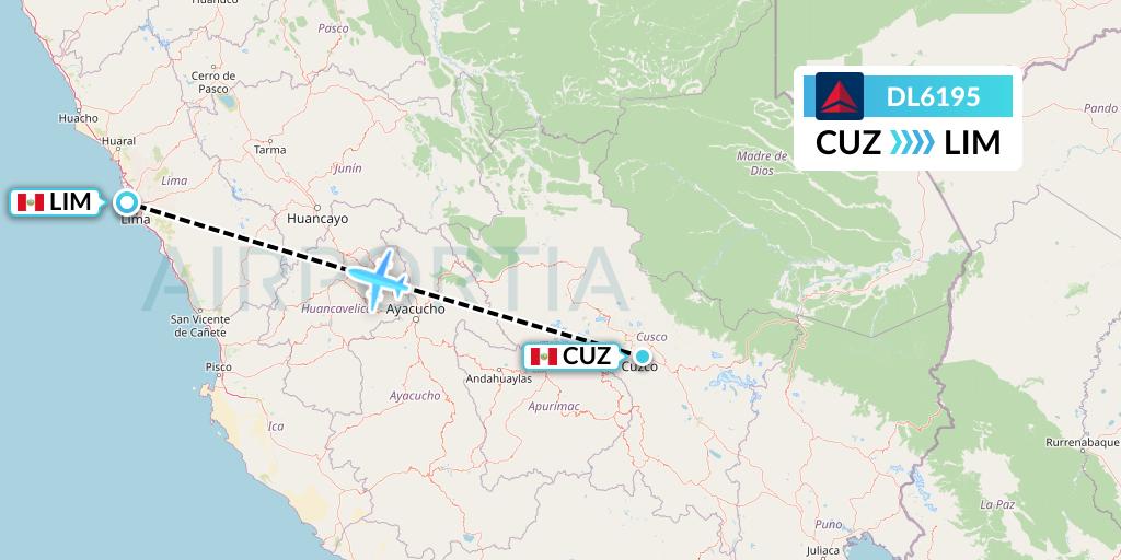 DL6195 Delta Air Lines Flight Map: Cusco to Lima