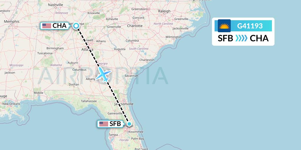 G41193 Allegiant Air Flight Map: Orlando to Chattanooga